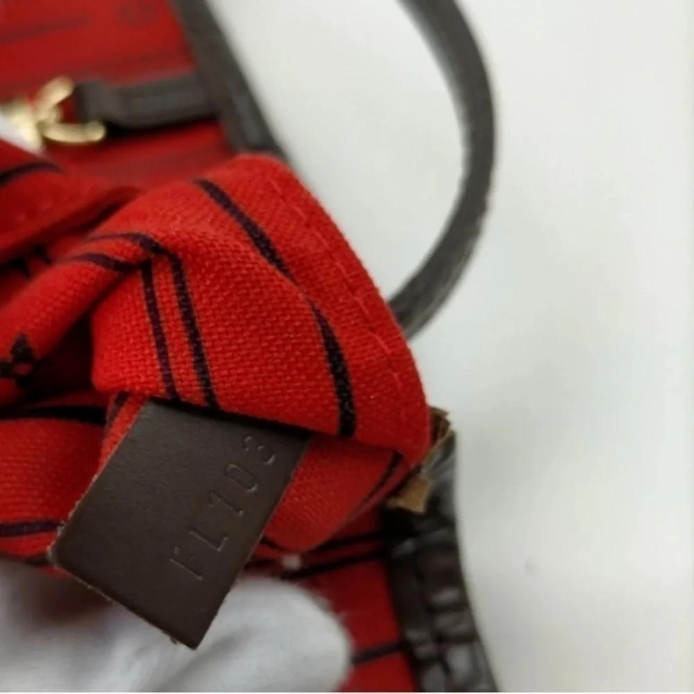 Louis Vuitton Neverfull GM Damier Ebene Tote Handbag Red Organizer Insert w COA - Picture 16 of 17